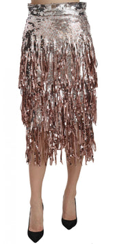 Dolce & Gabbana Sequin Embellished Fringe Midi Pencil Skirt -   -  Dolce & Gabbana.